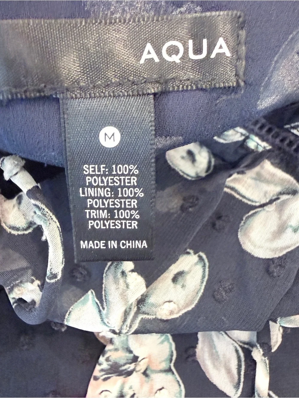 Aqua Black Floral Cold-Shoulder V-Neck Blouse - Picture 5 of 5